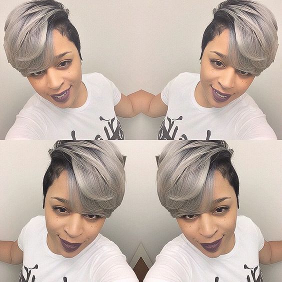 Black & Gray Short Hair Wig