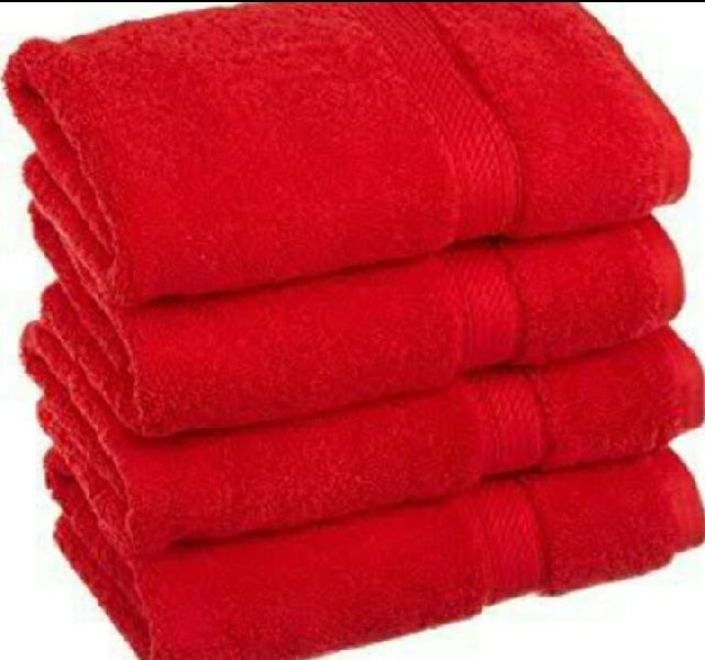Rectangle Red Cotton Bath Towel, for Bathroom, Feature : Anti Shrink, Soft Eco-Friendly