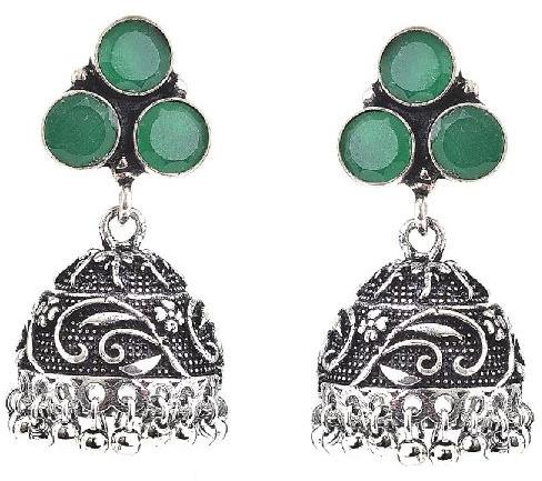 German Silver Pierced Dangle Jhumki