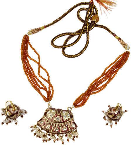 Exotic Meenakari Lacquer Necklace Set, Occasion : Gift