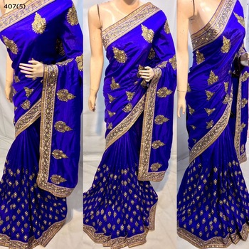 mirror work nevy blue party wear traditional saree
