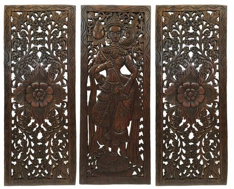 Antique Wooden Carved Wall Panel