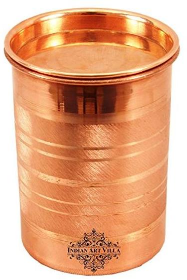 Polished Copper Tumbler with Lid, Pattern : Plain