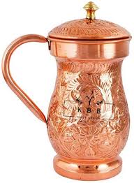 Round Designer Copper Jugs, for Serving Water, Water Storage, Feature : Crack Proof, Eco Friendly