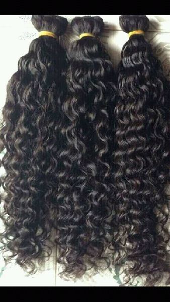 Remy Human Curly Hair, for Parlour, Personal, Color : Black