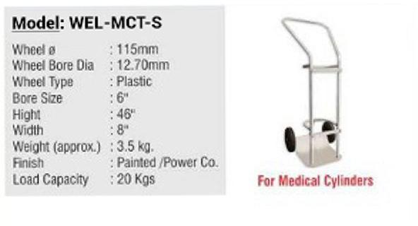 Cylinder Trolley - Single Gas Cylinder Medical Trolley Cart