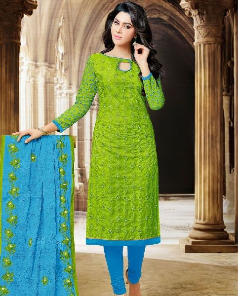 Resham Work Cotton Churidar Suit, Size : L, XL, Feature : Anti-Shrink,  Anti-Wrinkle, Shrink Resistant at Best Price in Tiruvallur