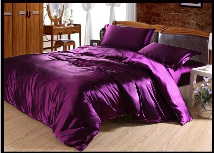 Plain Silk Purple Bed Sheets, Size : Multisizes