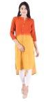 Desi Beats Women Solid Designer Tie Die Orange Yellow Kurta