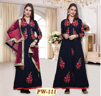 Dot Exports Georgette Long Anarkali Embroidered Suits, Age Group : Adults