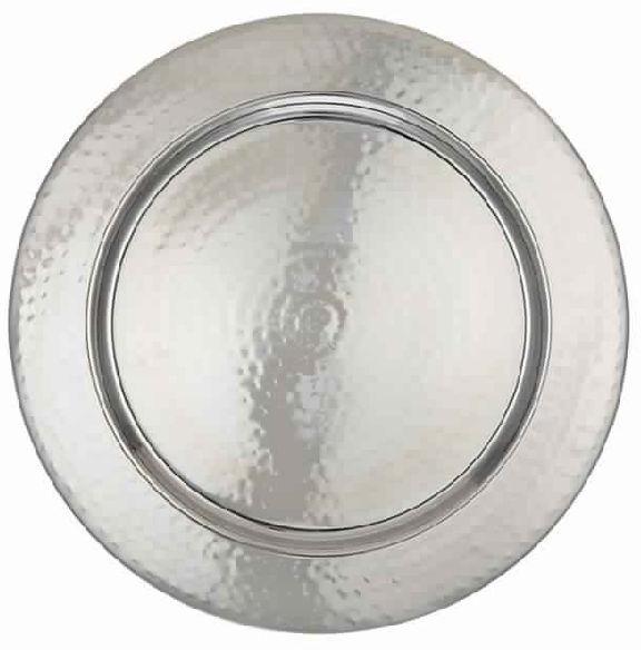 Hammered Silver Metal Wedding Charger Plate, Size : 33 cm Dia.