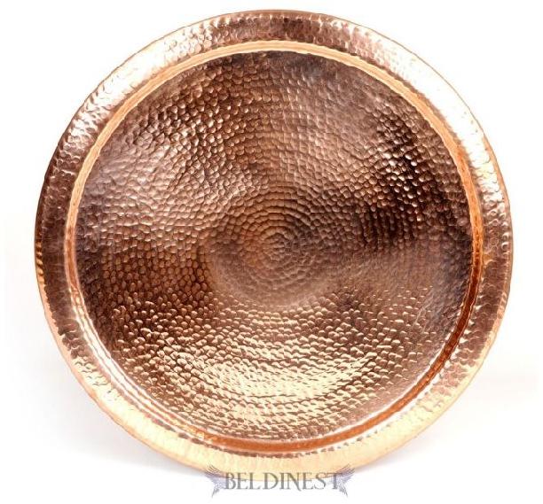 Hand Hammered Moroccan Copper Tray, Size : 48.25 cm Dia.