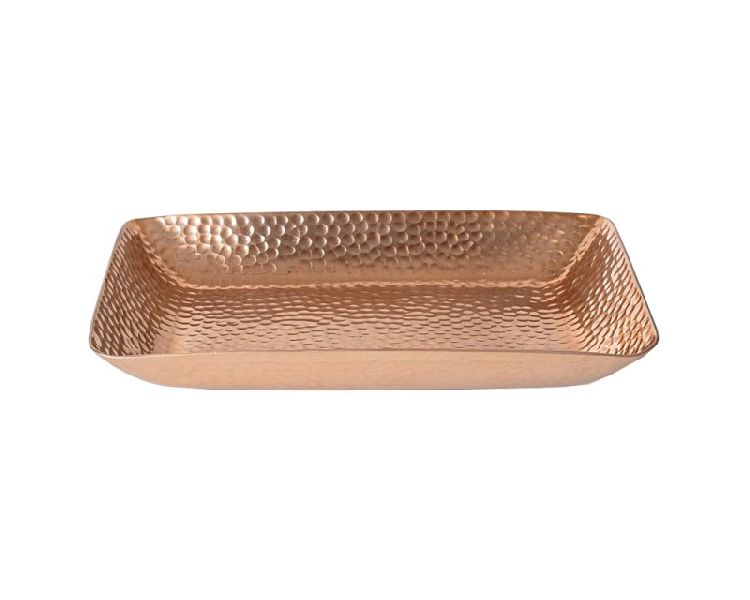 Rectangular Hammered Copper Plated Tray