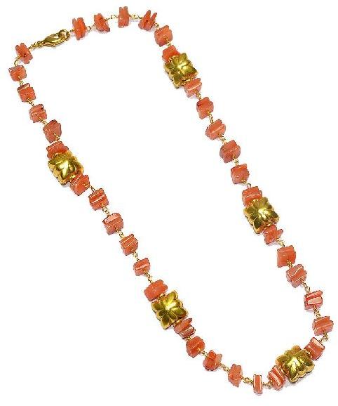 Carnelian Chips Wire Wrap Necklace