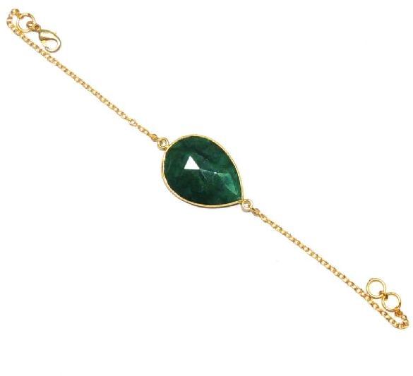 Dyed Emerald Pear Shape Bezel Bracelet