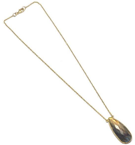 Labradorite Pear Shape Bezel Necklace