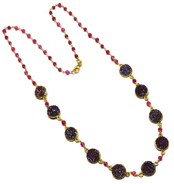Multi Gemstone Bezel Pendant Necklace