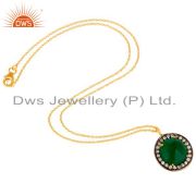 18K Gold Plated Sterling Silver Greend CZ Drop Pendant