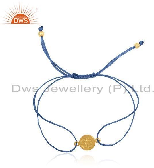 Blue Color Dori 18k Gold Plated Silver OM Engraving Bracelet Jewelry