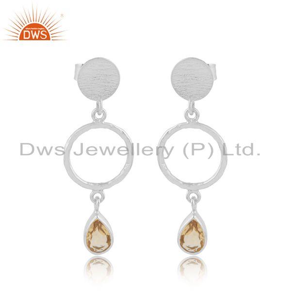 New Sterling Fine Silver Natural Citrine Gemstone Earring Jewelry