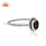 Oxidized Sterling Silver Twisted Design Citrine Gemstone Rings