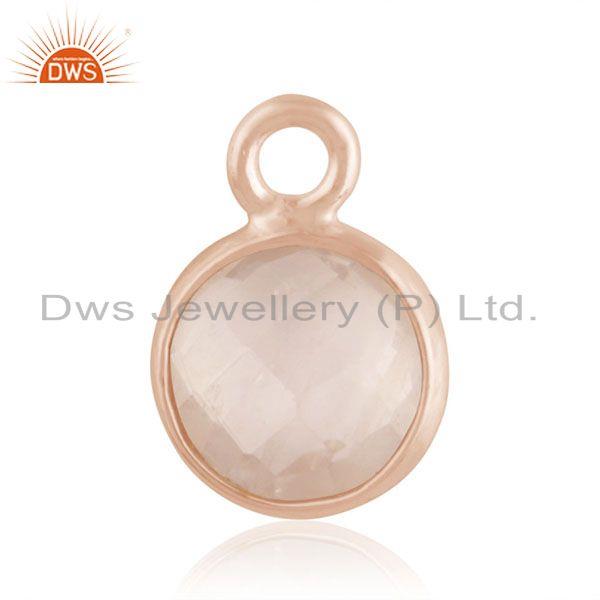 Rose Gold Plated 925 Silver Rose Quartz Gemstone Charm Findings