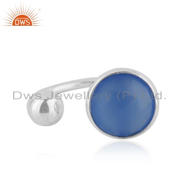 Sterling Fine Silver Blue Chalcedony Gemstone Rings