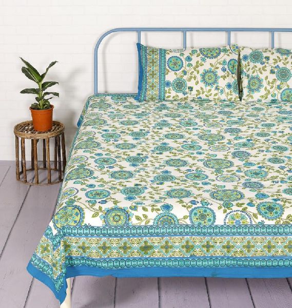 floral printed bedsheet with pillow cover