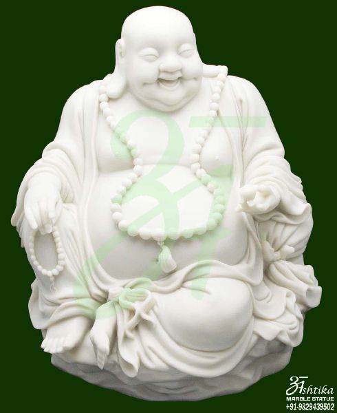 White Marble Laughing Buddha by Ashtika Marble Statue, white marble ...