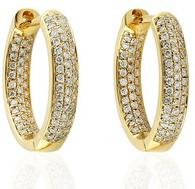 Yellow Gold Genuine Diamond Hoop Earring, Occasion : Anniversary, Engagement, Gift, Party