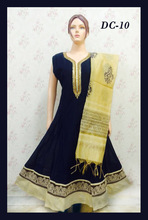 Classy Black and Shainy Golden Chanderi Anarkali Suit
