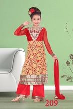 Red Straight Embroidered Suit For Girls