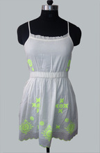 Cotton Short Dress, Sleeve Style : Spaghetti Strap