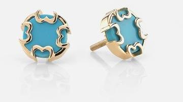CORDOBA KIDS EARRINGS IN YELLOW GOLD WITH TURQUOISE STONE