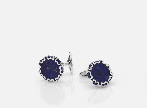 MENS CUFFLINKS IN SILVER WITH LAPIS