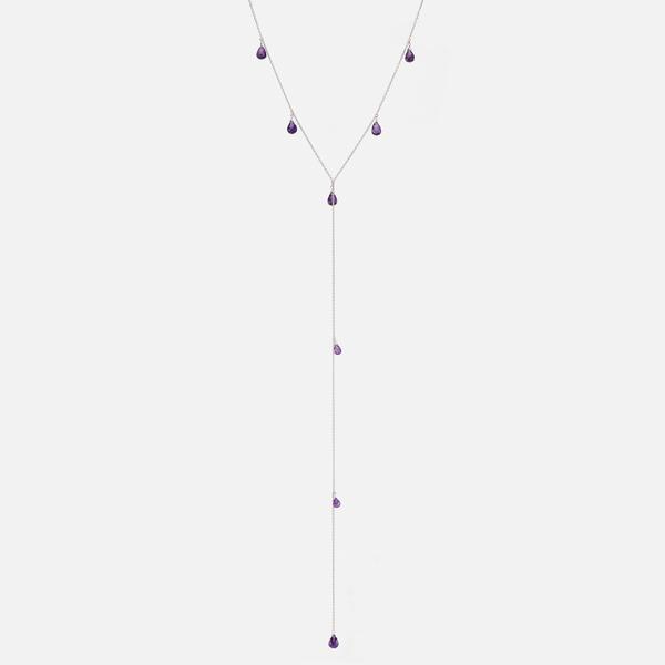 NECKLACE IN WHITE GOLD WITH AMETHYST STONE