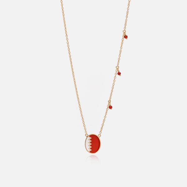NECKLACE IN YELLOW GOLD WITH RED AGATE