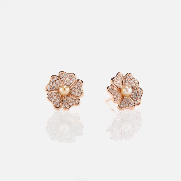 PEARL EARRINGS IN ROSE GOLD WITH DIAMONDS