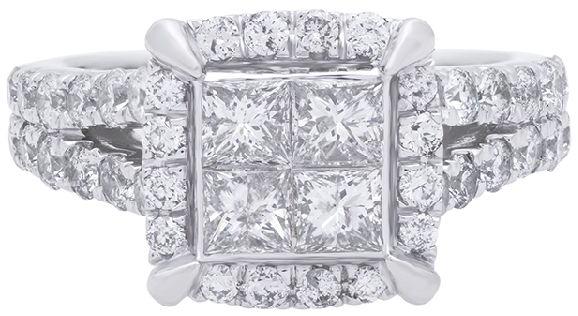-Cut Diamond Engagement Ring, Size : 7