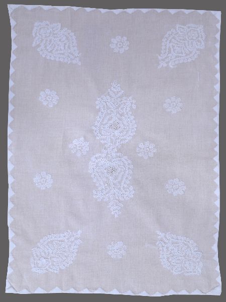 Hand Embroidered White Cotton Lucknowi Chikankari Table Mats Set