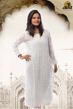 LUCKNOWI CHIKAN HAND EMBROIDERED FAUX GEORGETE KURTI