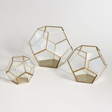 VRV EXPORTS Glass Geometric Candle, Color : Gold