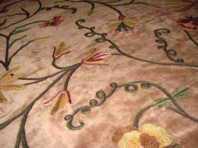 crewel embroidered fabric