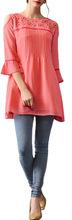 Attractive Tomato Red Georgette Long Top.
