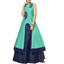 blue and Navy blue Color Women Indo Western Dress