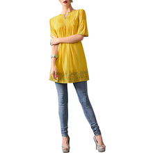Wonderful Yellow Georgette Long Top, Style : Formal