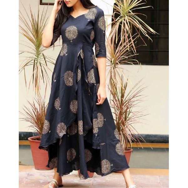 Gray color Ethnic Indian Designer Rayon Womens Ethnic Casual Print