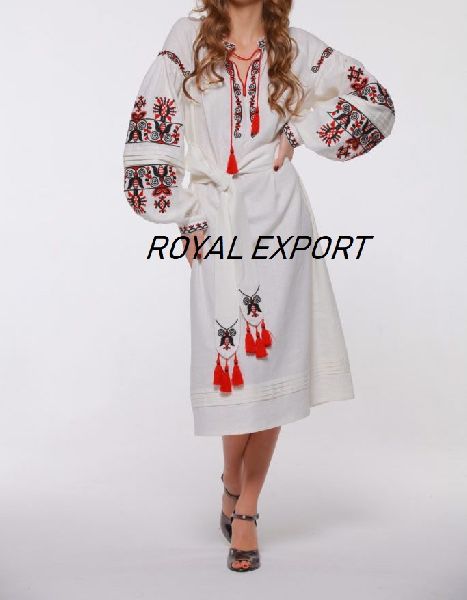 exotic Ukrainian Puff Sleeve Dress