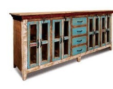 Wood Glass Cabinet Storage 3 Drawers