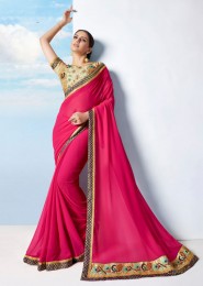 Georgette Lace Border Work Fnacy Sarees